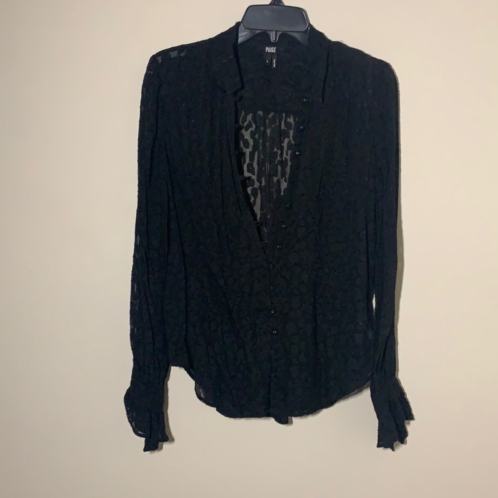Paige sheer, leopard embroidery blouse